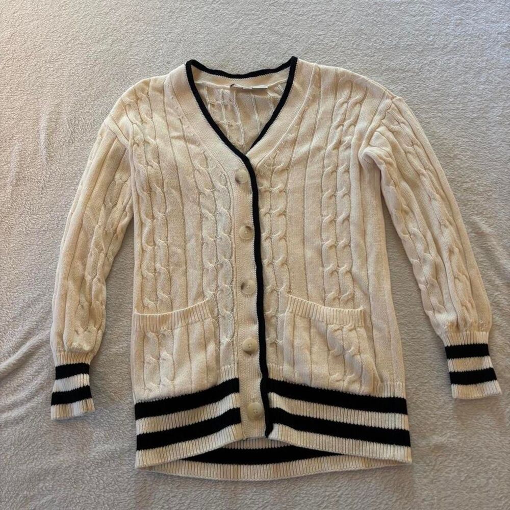 LOFT Women's Cream Button Down Cardigan Size XXSP Cottagecore Twee Classic